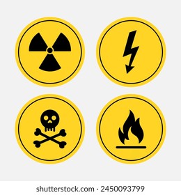 Vector hazardous material signs. with 4 different symbols.