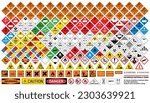 Vector hazardous material signs. Globally Harmonized System warning signs. All classes. Hazmat isolated placards