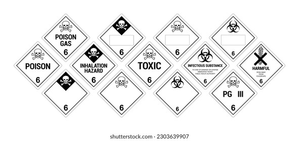 Gefahrstoffzeichen für Vektormaterial. Warnzeichen des global harmonisierten Systems. Giftige und infektiöse Stoffe. Klasse 6. Hazmat-einzelne Plakate