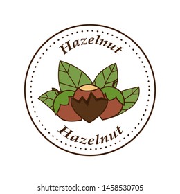 Vector hazelnut logo in cartoon style. illustration for design and web isolated on white background.