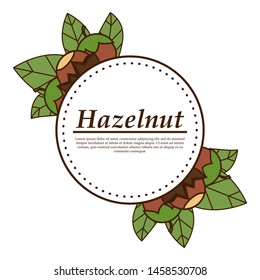 Vector hazelnut logo in cartoon style. illustration for design and web isolated on white background.
