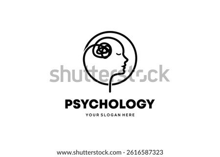 Vector head with abstract lines for psychology logo, mind consulting or therapy services