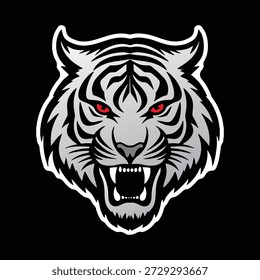 vector head of an angry white tiger