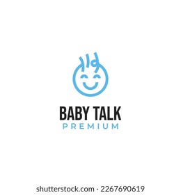 Vector head baby talk logo design illustration