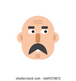 Vector head bald man with a mustache
