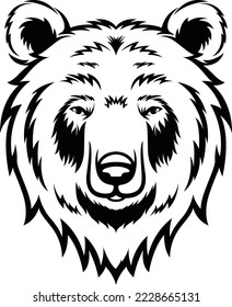 a vector head bear black and white 