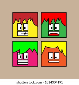 vector head box with different expressions