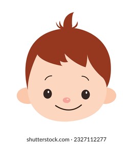 Vector head of brown hair boy with happy facial expression illustration design 