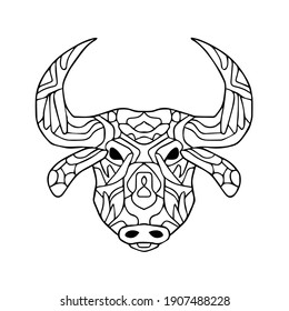 vector - Head bull for coloring book vector mandala style.