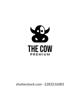 Vector head of a cow in a circle logo design concept for stock raising, meat dairy farm and food