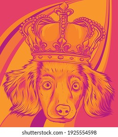 vector head Dog king in white background