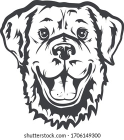 Vector del logotipo de un perro cabeza en un estilo plano