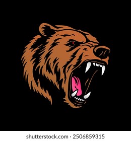 vector head of a ferocious brown bear