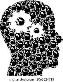 Vector head gears fractal is designed from repeating fractal head gears pictograms. Recursive mosaic for head gears.