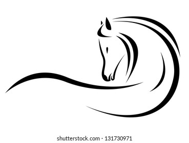 Vector head of horse on a white background