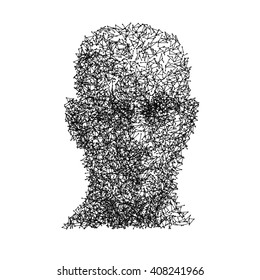 Vector Head Human Face Wireframe Technology Concept.