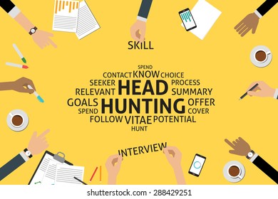 vector head hunting concept,template
