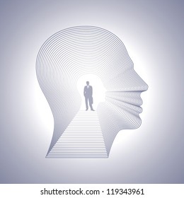 vector head with line pattern