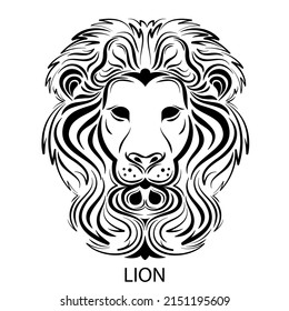 Vector head of a lion on a white background. Lion logo.