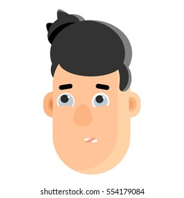 Vector head of a man with a sleeping black cat on his head
