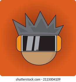 Vektorkopf eines Mannes mit Brille und Maske, Spielkonto-Symbol