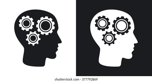 Vector head mechanism icon. Two-tone version on black and white background