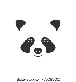 Vector head panda. Little panda logo, black on white.