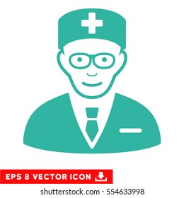 Vector Head Physician EPS vector pictogram. Illustration style is flat iconic cyan symbol on a transparent background.
