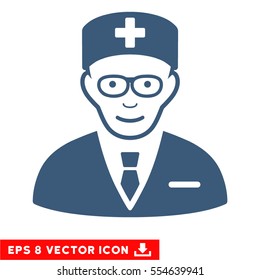 Vector Head Physician EPS vector pictogram. Illustration style is flat iconic blue symbol on a transparent background.