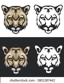 vector of head puma cougar, puma cougar set