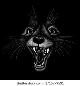 The vector head of raccoon for print or tattoo.