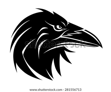 Vector Head Raven Isolated On White Stock Vector (Royalty Free