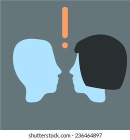 Vector head relationship. Man and woman