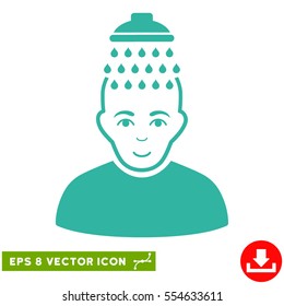 Vector Head Shower EPS vector pictograph. Illustration style is flat iconic cyan symbol on a transparent background.