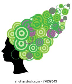 vector head silhouette with abstract hair