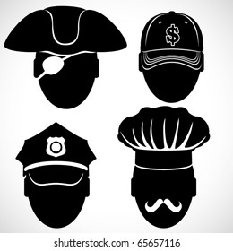 Vector head silhouettes