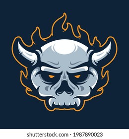Vector Head of Skull With Fire Flames
