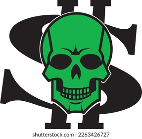 vector head skull money illustration