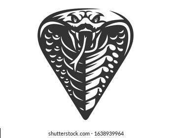 Vector head of a snake, king cobra  illustration, logotype, print, emblem design on a white background.