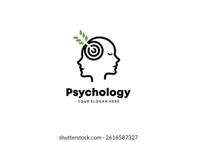 Vector head with target icon symbol for psychology logo, mind consulting or therapy services