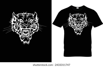 Vector head tiger orange with flowers vector tshirt design