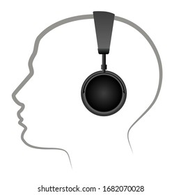 Vector head wearing a headphone
