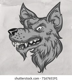 Vector head wolf. Tattoo, logo, art for print, posters, t-shirts and textiles.