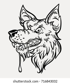 Vector head wolf. Tattoo, logo, art for print, posters, t-shirts and textiles.
