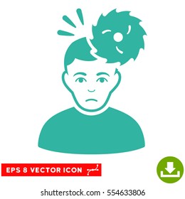 Vector Headache EPS vector icon. Illustration style is flat iconic cyan symbol on a transparent background.