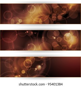 Vector header, banner set. Overlying semitransparent circular shapes forming a bokeh background with space for your text. Can be used on websites or flyers. EPS10