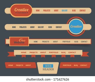 Vector Header Horizontal Web Menu Design