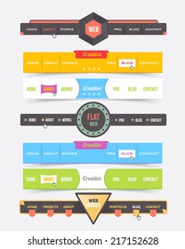 Vector Header Horizontal Web Menu Design Set