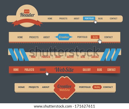 Vector Header Horizontal Web Menu Design