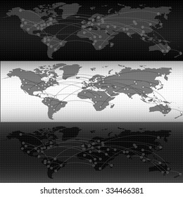 Vector header for website. Black and white. Web Design Elements - Header Design with Earth Map 
